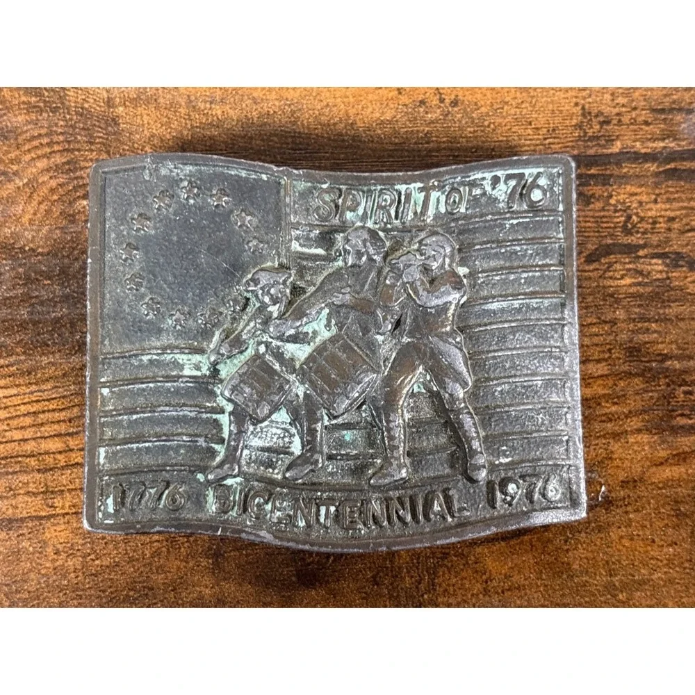 Vintage Brass Belt Buckle Textured Rectangular Western Rustic Patina Handmade